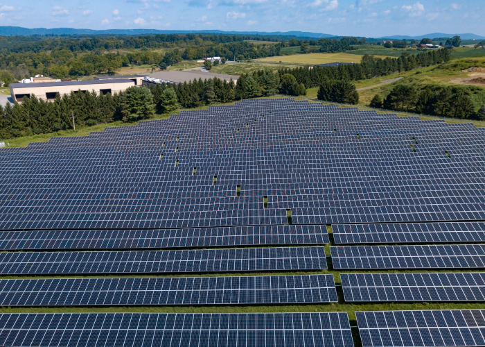 solar panels in the frontal view