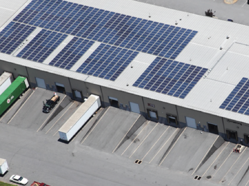 solar panels on rooftop of lower allen business center